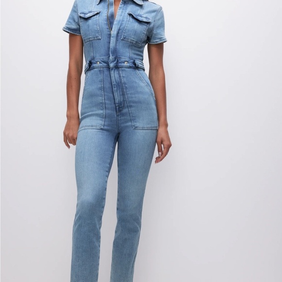Good American Pants - Good American Light Blue Denim Jumpsuit